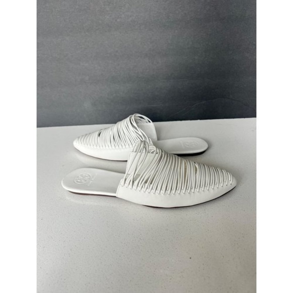 Tory Burch  Sienna Flat white leather Slide Size 7